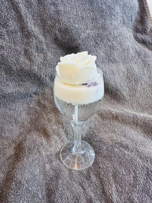 Discover Our Elegant Rose Soya Wax Candle: Botanical Beauty in a Chic Wine Glass